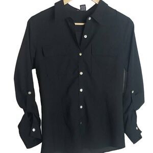 Body Central Black Medium Button Down Shirt